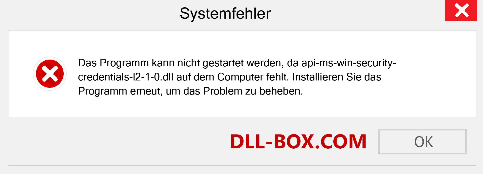 api-ms-win-security-credentials-l2-1-0.dll-Datei fehlt?. Download für Windows 7, 8, 10 - Fix api-ms-win-security-credentials-l2-1-0 dll Missing Error unter Windows, Fotos, Bildern